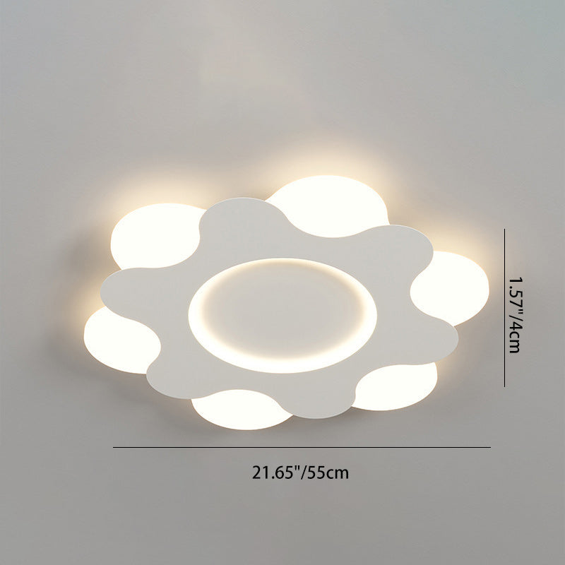 Contemporary Nordic Flower Shape Iron Acrylic Lampshade LED Flush Mount Ceiling Light For Bedroom