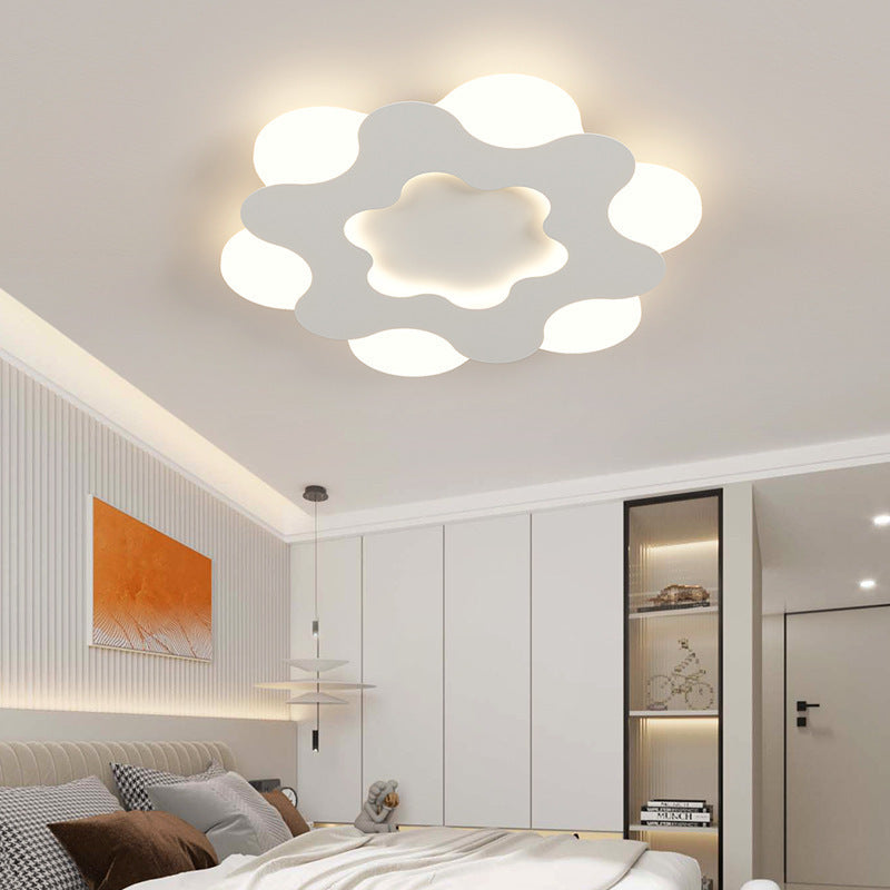 Contemporary Nordic Flower Shape Iron Acrylic Lampshade LED Flush Mount Ceiling Light For Bedroom