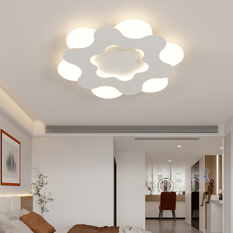 Contemporary Nordic Flower Shape Iron Acrylic Lampshade LED Flush Mount Ceiling Light For Bedroom
