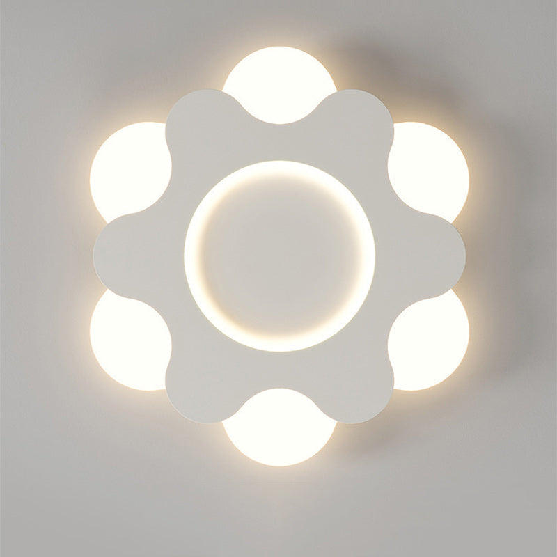 Contemporary Nordic Flower Shape Iron Acrylic Lampshade LED Flush Mount Ceiling Light For Bedroom