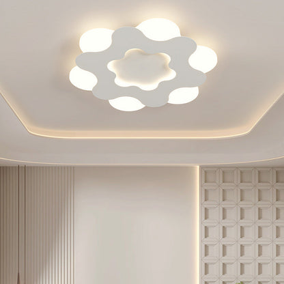 Contemporary Nordic Flower Shape Iron Acrylic Lampshade LED Flush Mount Ceiling Light For Bedroom