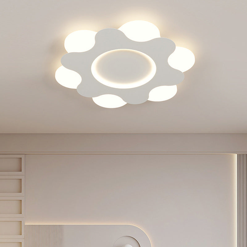 Contemporary Nordic Flower Shape Iron Acrylic Lampshade LED Flush Mount Ceiling Light For Bedroom