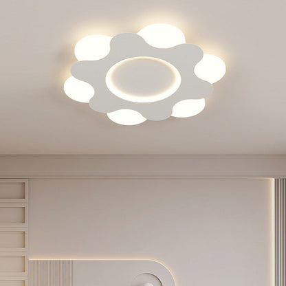 Contemporary Nordic Flower Shape Iron Acrylic Lampshade LED Flush Mount Ceiling Light For Bedroom