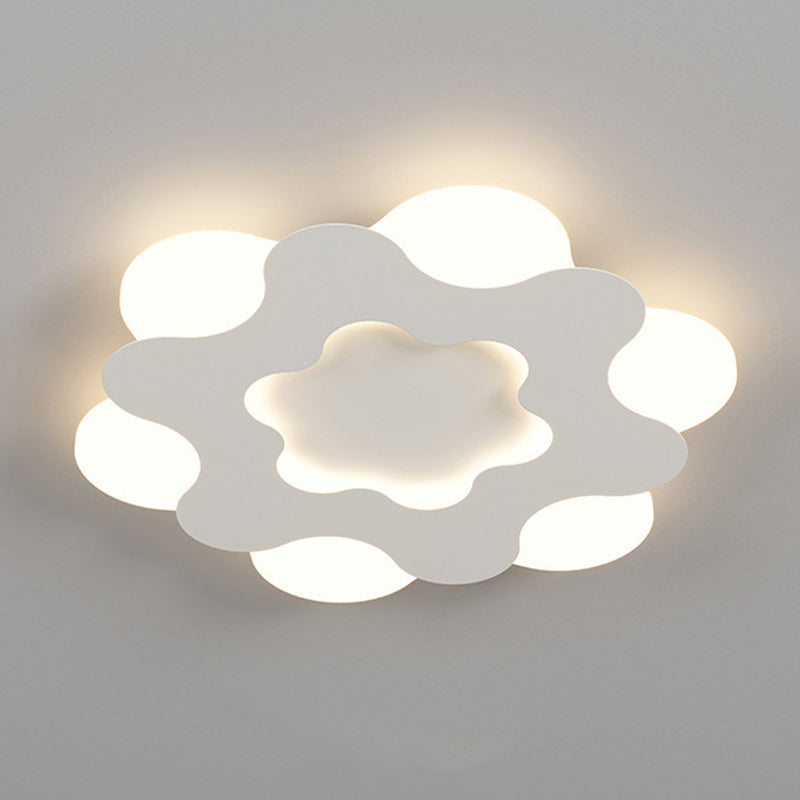 Contemporary Nordic Flower Shape Iron Acrylic Lampshade LED Flush Mount Ceiling Light For Bedroom