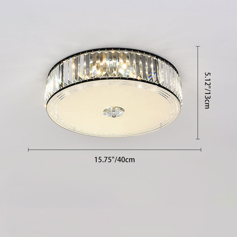 Modern Luxury Round Square Petal Crystal Glass Lampshade Hardware 4/5/6 - Light Flush Mount Ceiling Light For Living Room