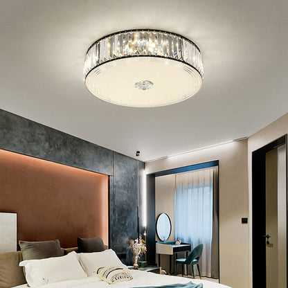 Modern Luxury Round Square Petal Crystal Glass Lampshade Hardware 4/5/6 - Light Flush Mount Ceiling Light For Living Room