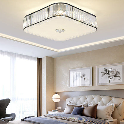 Modern Luxury Round Square Petal Crystal Glass Lampshade Hardware 4/5/6 - Light Flush Mount Ceiling Light For Living Room