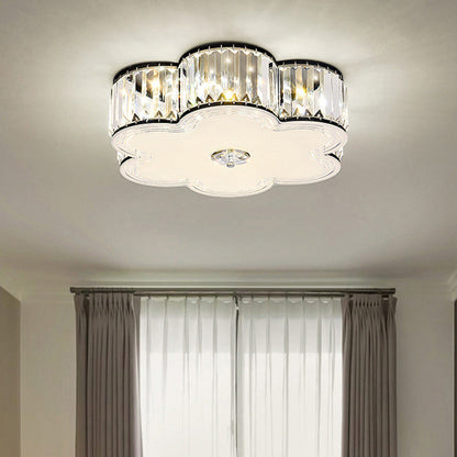 Modern Luxury Round Square Petal Crystal Glass Lampshade Hardware 4/5/6 - Light Flush Mount Ceiling Light For Living Room