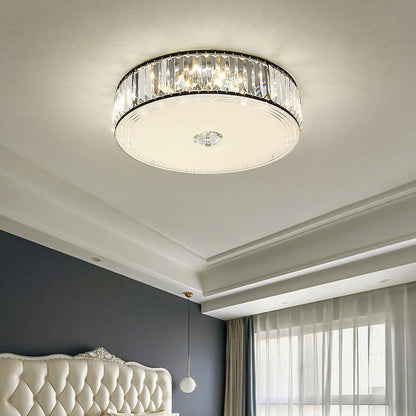 Modern Luxury Round Square Petal Crystal Glass Lampshade Hardware 4/5/6 - Light Flush Mount Ceiling Light For Living Room