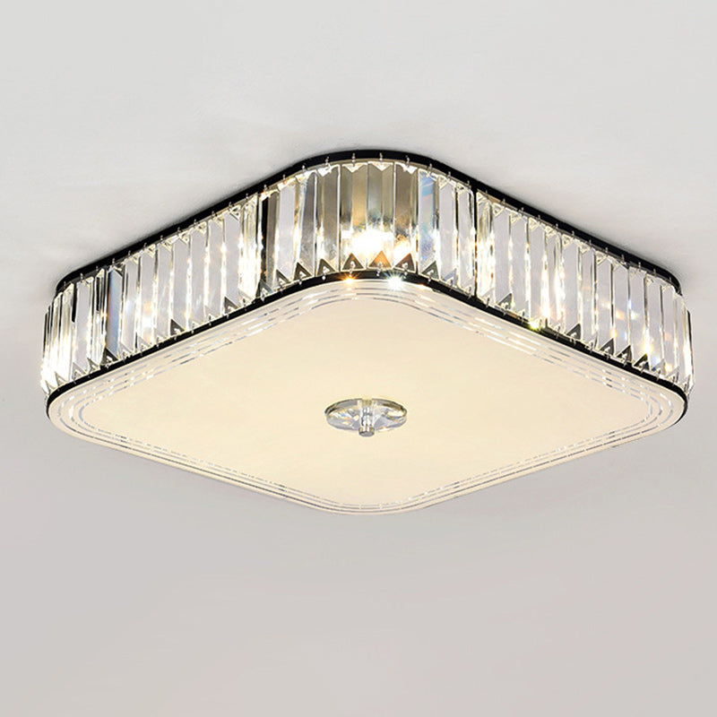 Modern Luxury Round Square Petal Crystal Glass Lampshade Hardware 4/5/6 - Light Flush Mount Ceiling Light For Living Room