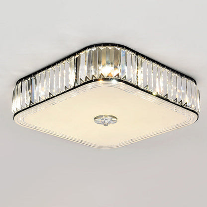 Modern Luxury Round Square Petal Crystal Glass Lampshade Hardware 4/5/6 - Light Flush Mount Ceiling Light For Living Room