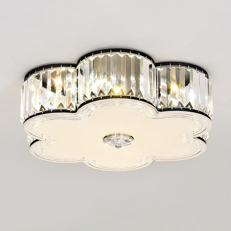 Modern Luxury Round Square Petal Crystal Glass Lampshade Hardware 4/5/6 - Light Flush Mount Ceiling Light For Living Room