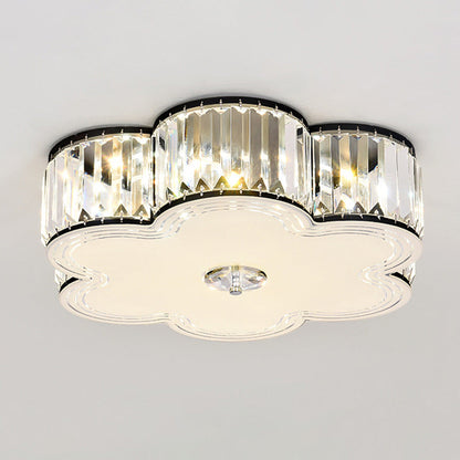 Modern Luxury Round Square Petal Crystal Glass Lampshade Hardware 4/5/6 - Light Flush Mount Ceiling Light For Living Room