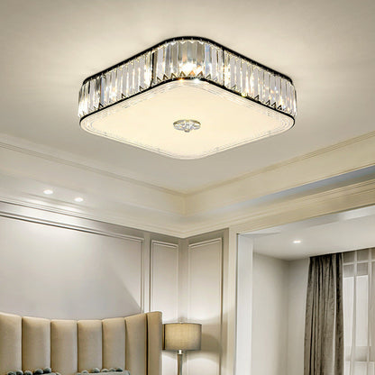 Modern Luxury Round Square Petal Crystal Glass Lampshade Hardware 4/5/6 - Light Flush Mount Ceiling Light For Living Room