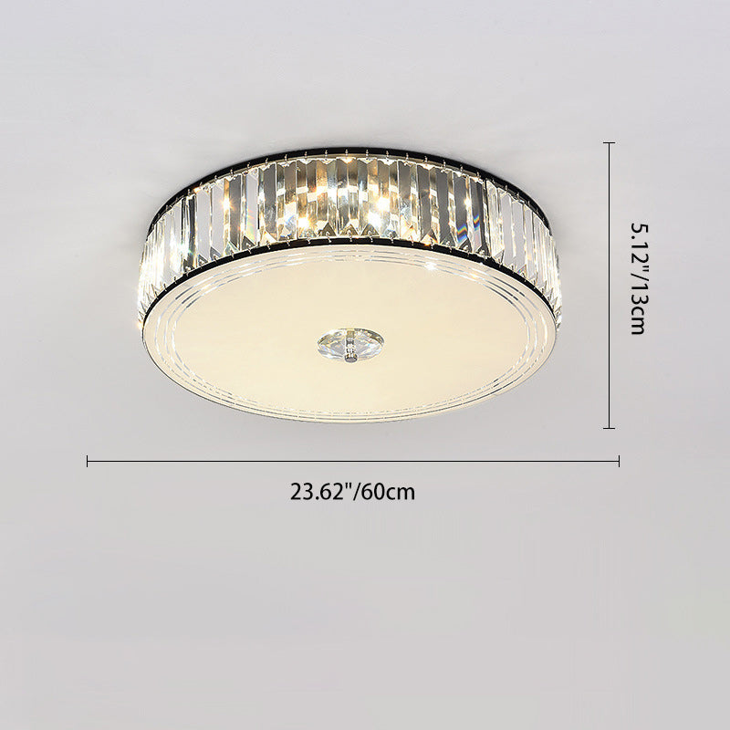 Modern Luxury Round Square Petal Crystal Glass Lampshade Hardware 4/5/6 - Light Flush Mount Ceiling Light For Living Room