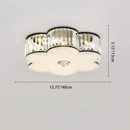 Modern Luxury Round Square Petal Crystal Glass Lampshade Hardware 4/5/6 - Light Flush Mount Ceiling Light For Living Room