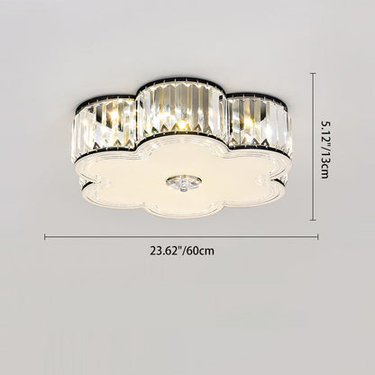 Modern Luxury Round Square Petal Crystal Glass Lampshade Hardware 4/5/6 - Light Flush Mount Ceiling Light For Living Room