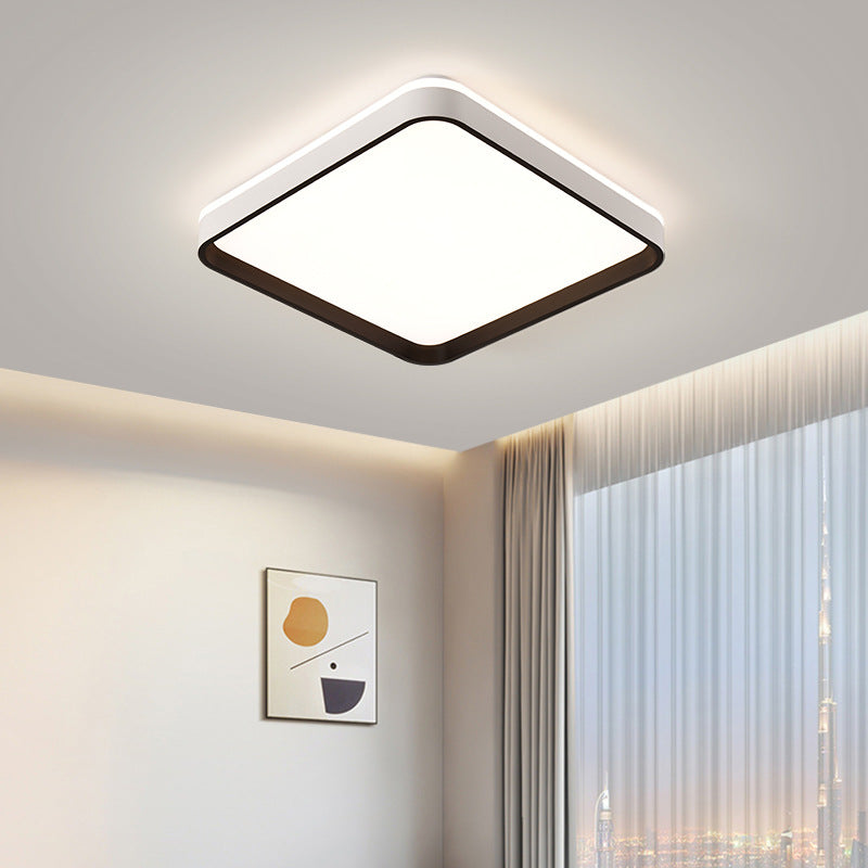 Modern Minimalist Square Roto-molding Hardware Lampshade LED Flush Mount Ceiling Light For Bedroom