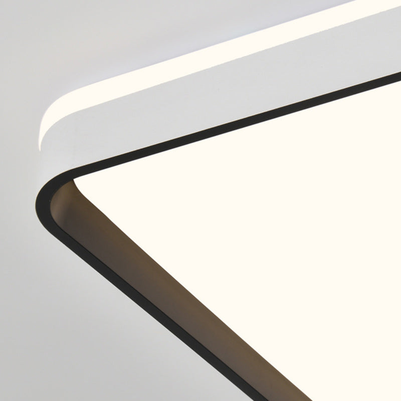 Modern Minimalist Square Roto-molding Hardware Lampshade LED Flush Mount Ceiling Light For Bedroom