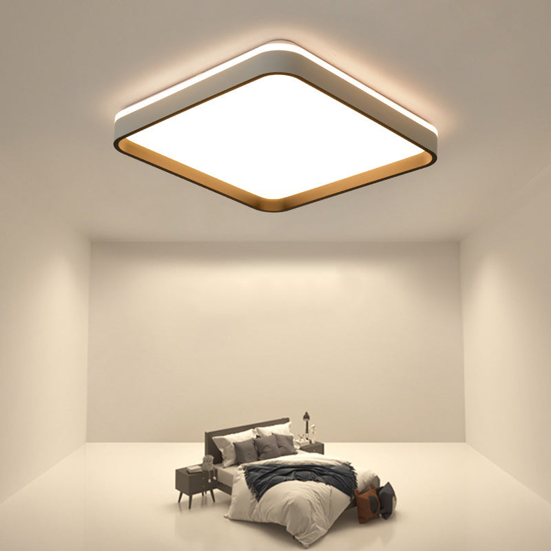Modern Minimalist Square Roto-molding Hardware Lampshade LED Flush Mount Ceiling Light For Bedroom