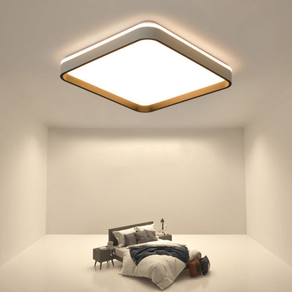 Modern Minimalist Square Roto-molding Hardware Lampshade LED Flush Mount Ceiling Light For Bedroom