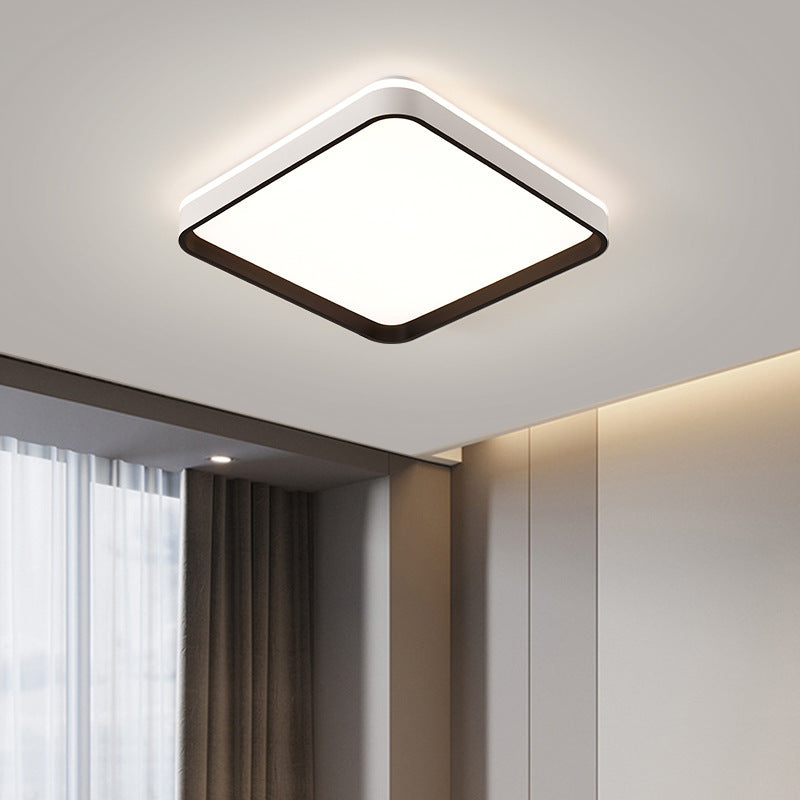 Modern Minimalist Square Roto-molding Hardware Lampshade LED Flush Mount Ceiling Light For Bedroom