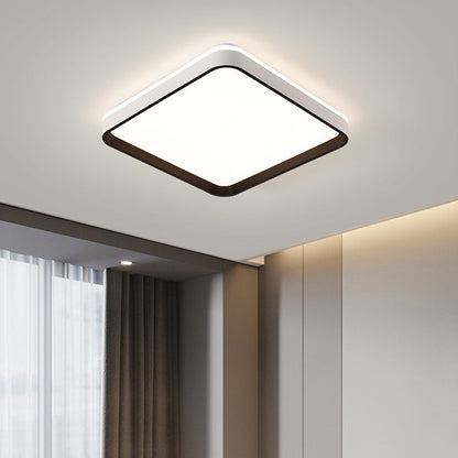 Modern Minimalist Square Roto-molding Hardware Lampshade LED Flush Mount Ceiling Light For Bedroom