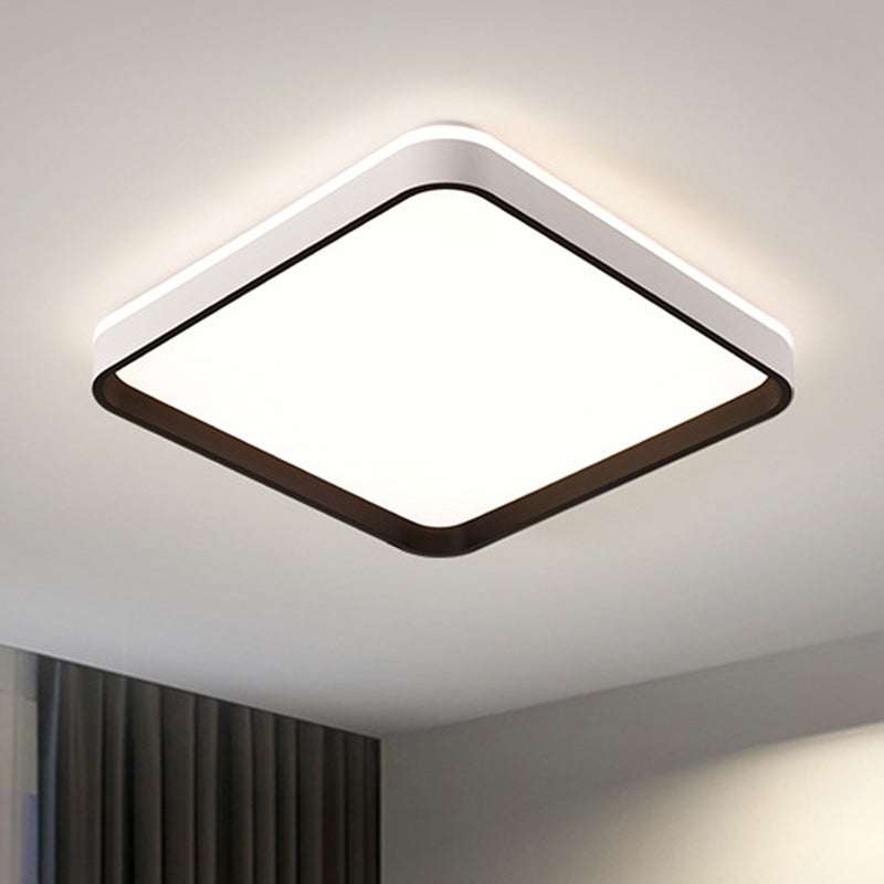 Modern Minimalist Square Roto-molding Hardware Lampshade LED Flush Mount Ceiling Light For Bedroom