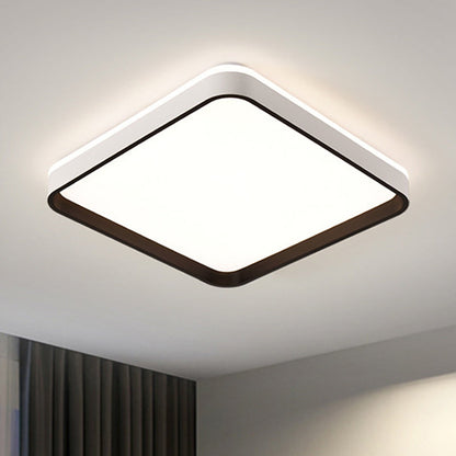 Modern Minimalist Square Roto-molding Hardware Lampshade LED Flush Mount Ceiling Light For Bedroom