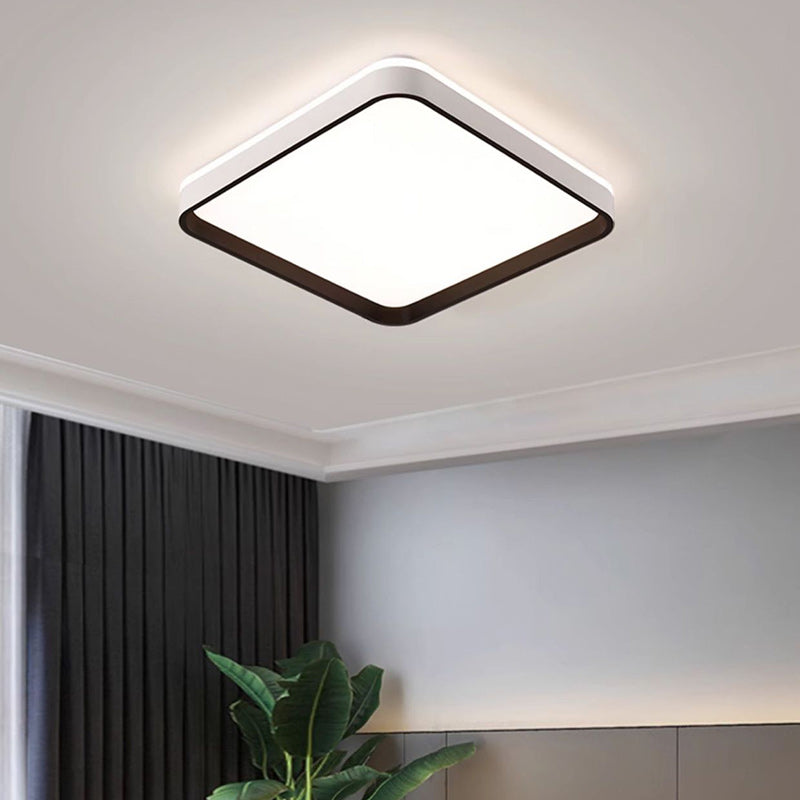 Modern Minimalist Square Roto-molding Hardware Lampshade LED Flush Mount Ceiling Light For Bedroom