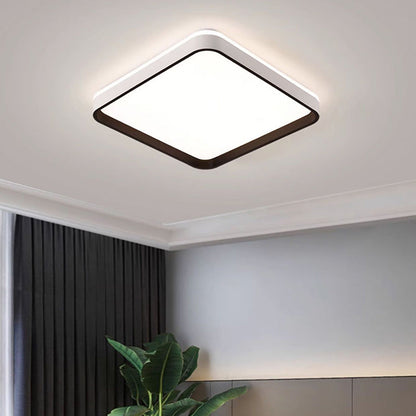 Modern Minimalist Square Roto-molding Hardware Lampshade LED Flush Mount Ceiling Light For Bedroom