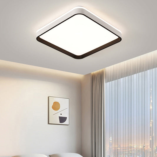 Modern Minimalist Square Roto-molding Hardware Lampshade LED Flush Mount Ceiling Light For Bedroom