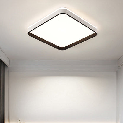 Modern Minimalist Square Roto-molding Hardware Lampshade LED Flush Mount Ceiling Light For Bedroom