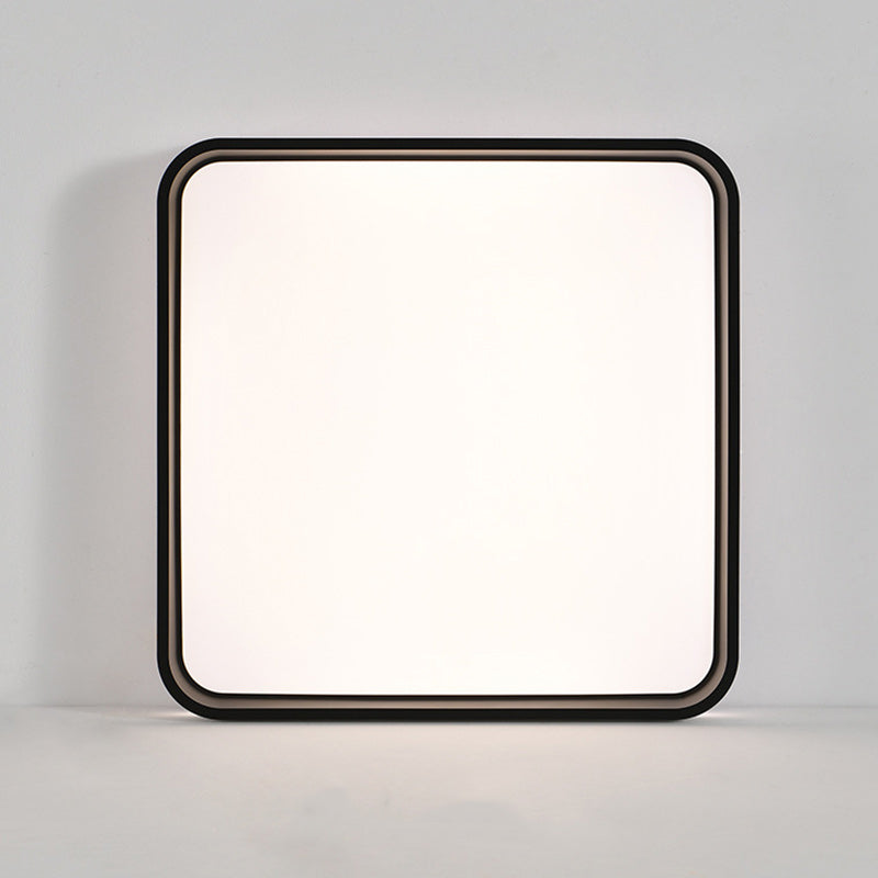 Modern Minimalist Square Roto-molding Hardware Lampshade LED Flush Mount Ceiling Light For Bedroom