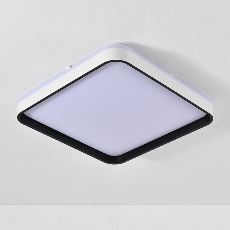 Modern Minimalist Square Roto-molding Hardware Lampshade LED Flush Mount Ceiling Light For Bedroom