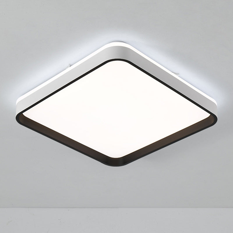 Modern Minimalist Square Roto-molding Hardware Lampshade LED Flush Mount Ceiling Light For Bedroom
