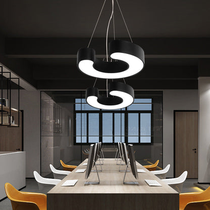 Modern Simplicity Dome Geometry Iron Acrylic Lampshade LED Chandelier For Office