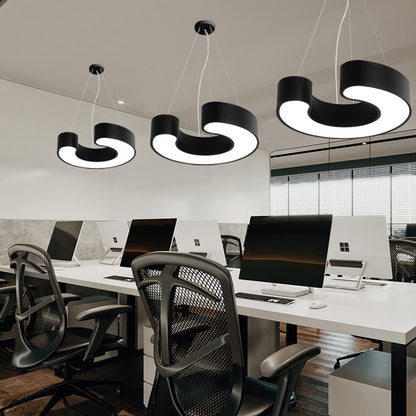 Modern Simplicity Dome Geometry Iron Acrylic Lampshade LED Chandelier For Office