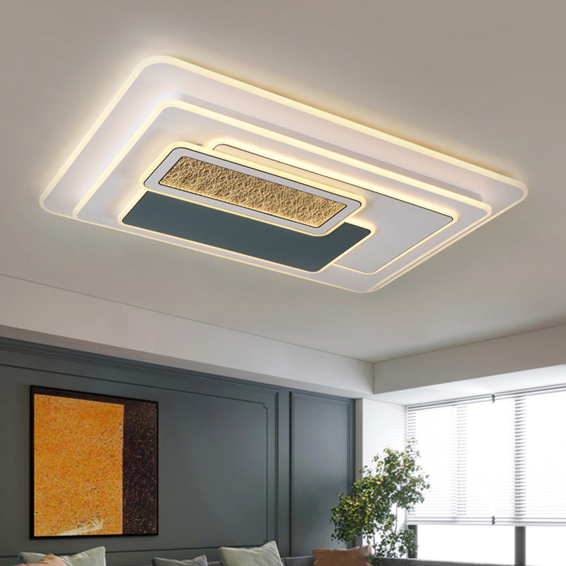 Contemporary Nordic Round Square Rectangle Acrylic Lampshade Hardware LED Flush Mount Ceiling Light For Living Room