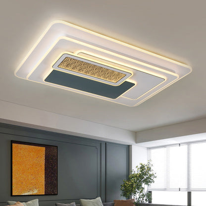 Contemporary Nordic Round Square Rectangle Acrylic Lampshade Hardware LED Flush Mount Ceiling Light For Living Room
