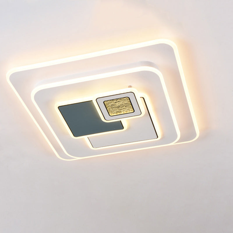 Contemporary Nordic Round Square Rectangle Acrylic Lampshade Hardware LED Flush Mount Ceiling Light For Living Room