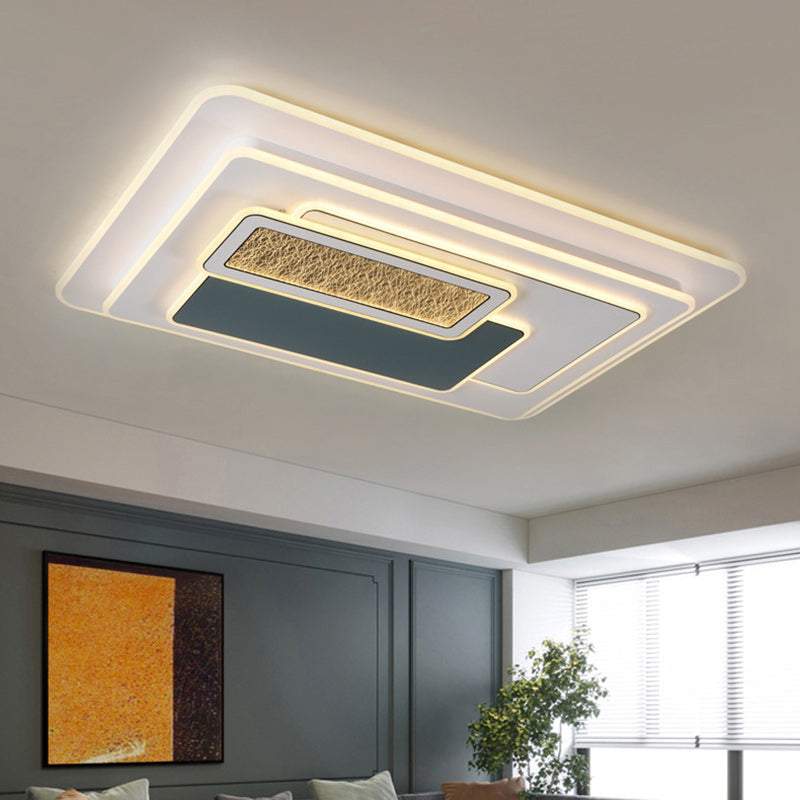 Contemporary Nordic Round Square Rectangle Acrylic Lampshade Hardware LED Flush Mount Ceiling Light For Living Room