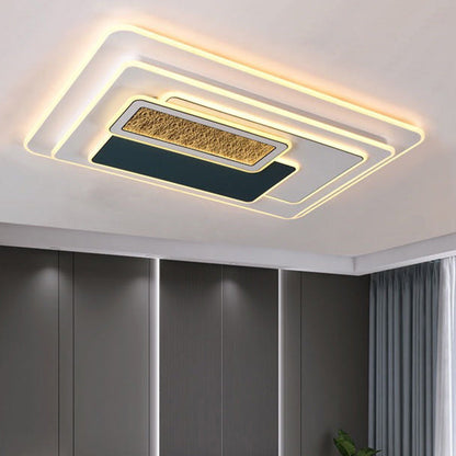 Contemporary Nordic Round Square Rectangle Acrylic Lampshade Hardware LED Flush Mount Ceiling Light For Living Room
