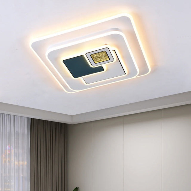 Contemporary Nordic Round Square Rectangle Acrylic Lampshade Hardware LED Flush Mount Ceiling Light For Living Room