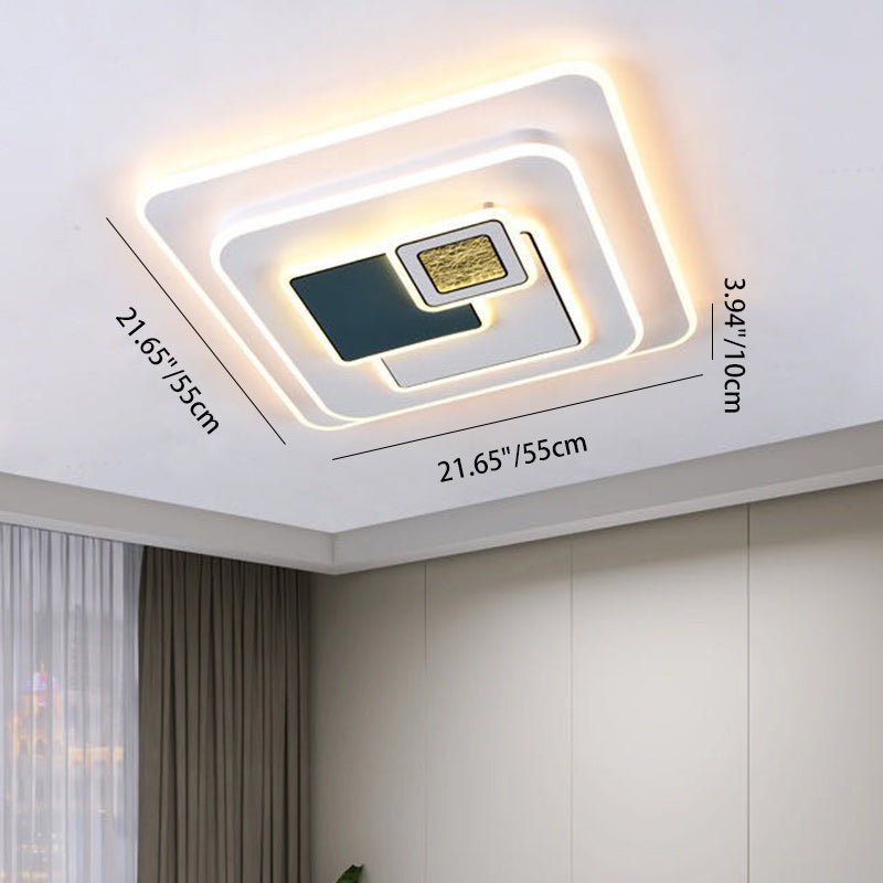 Contemporary Nordic Round Square Rectangle Acrylic Lampshade Hardware LED Flush Mount Ceiling Light For Living Room