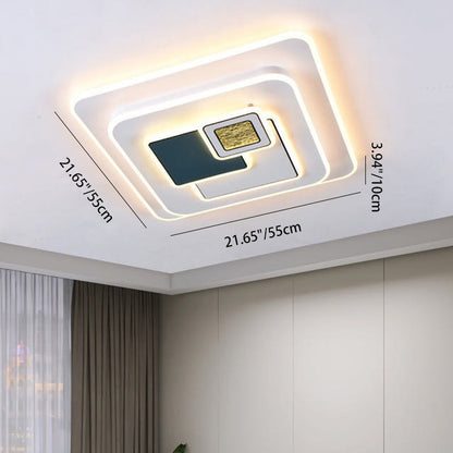 Contemporary Nordic Round Square Rectangle Acrylic Lampshade Hardware LED Flush Mount Ceiling Light For Living Room