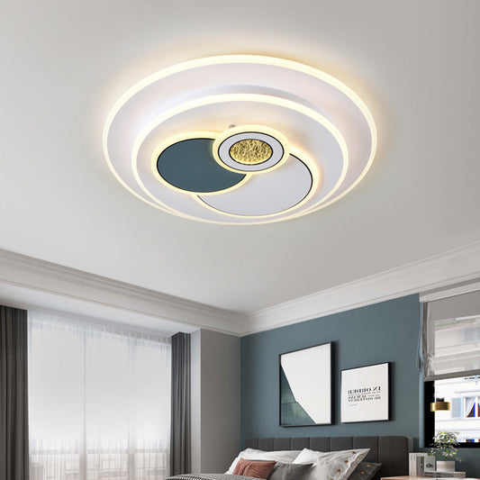 Contemporary Nordic Round Square Rectangle Acrylic Lampshade Hardware LED Flush Mount Ceiling Light For Living Room
