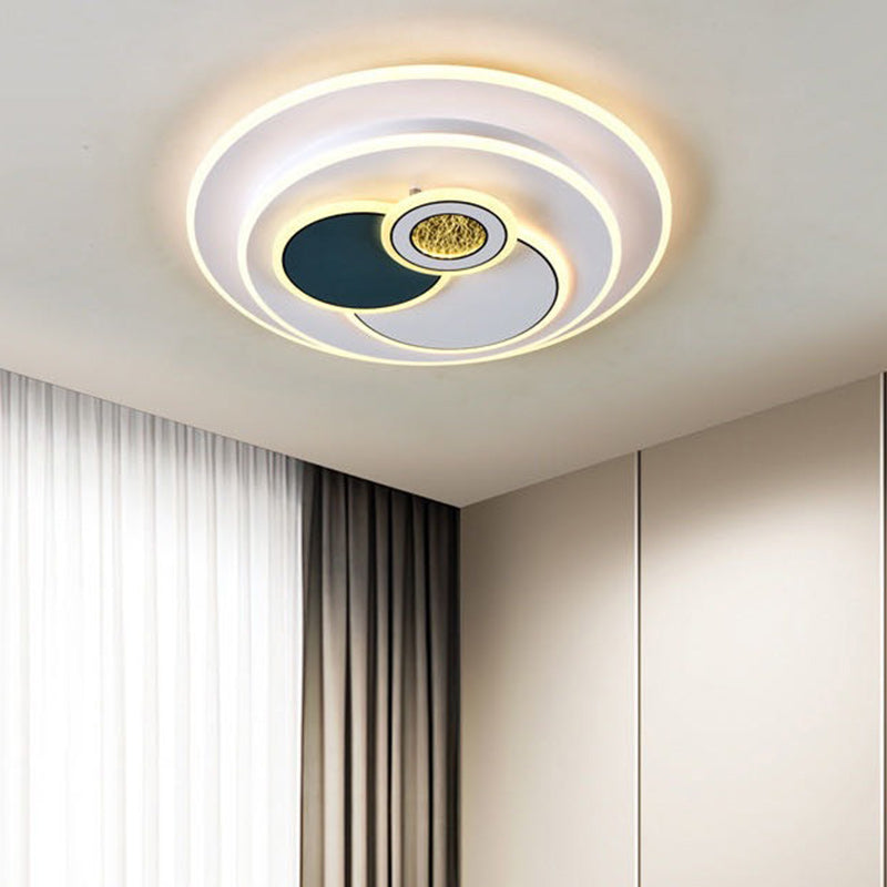 Contemporary Nordic Round Square Rectangle Acrylic Lampshade Hardware LED Flush Mount Ceiling Light For Living Room