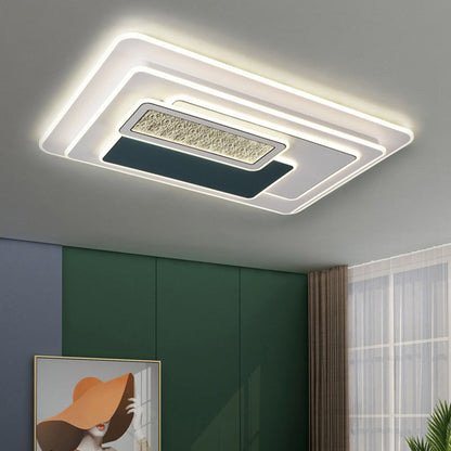 Contemporary Nordic Round Square Rectangle Acrylic Lampshade Hardware LED Flush Mount Ceiling Light For Living Room