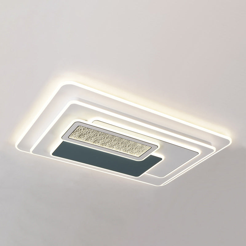 Contemporary Nordic Round Square Rectangle Acrylic Lampshade Hardware LED Flush Mount Ceiling Light For Living Room